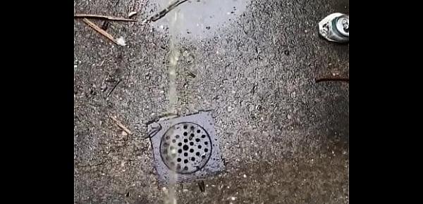  Pissing in the outside drain